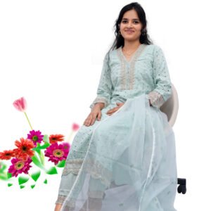 Floral Zari Sequined Embroidered Kurta Set