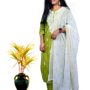 Designer cotton Sequined Embroidered Kurta Set- Signature