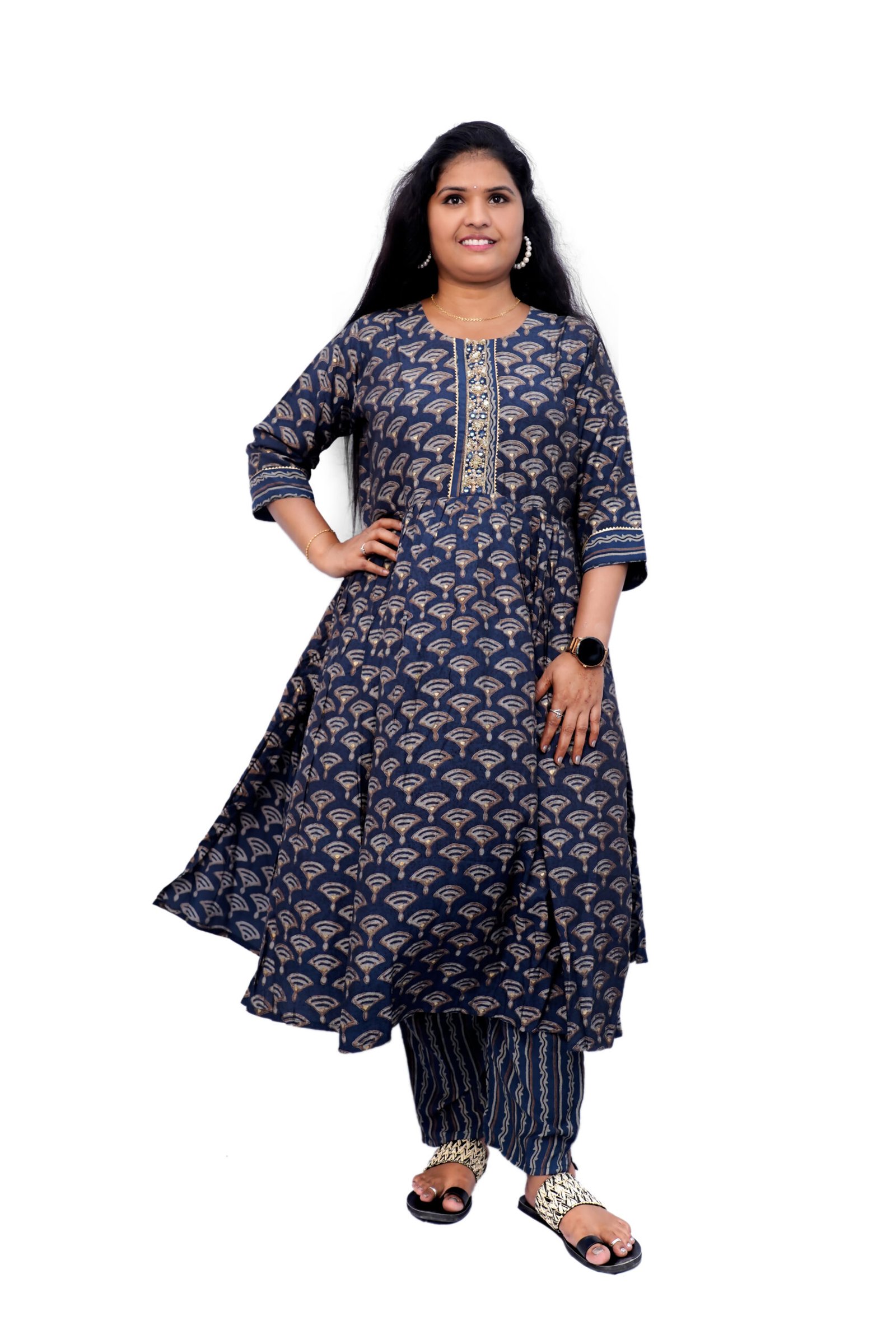 73- Orange Paper 2PC- Signature Zari Designer Kurta set Rs 1710 (26_ Dis) Milk White Flower Embroidered Designer Kurta Set- suit