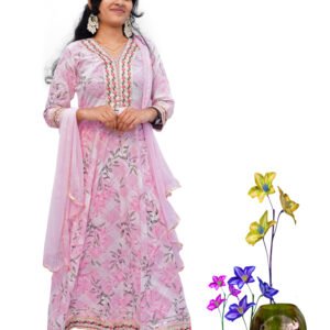 Signature (Zari Sequined) Vneck Printed Floral Kurta Set