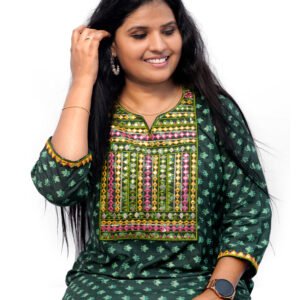 Stylish Premium Zari Sequined Cotton Kurti